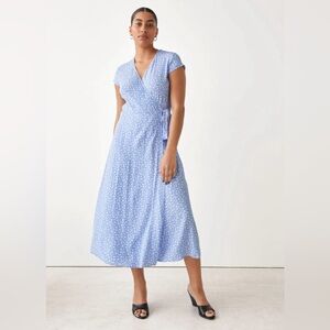 Printed Midi Wrap Dress - & other stories - light blue floral